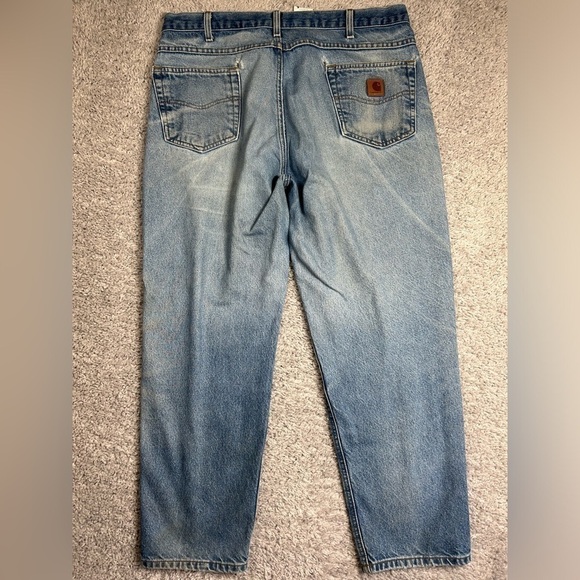 Carhartt Jeans Mens 40 x 30 Relaxed Fit Work Utility Style B17 DST Rugged Holes - Picture 4 of 6